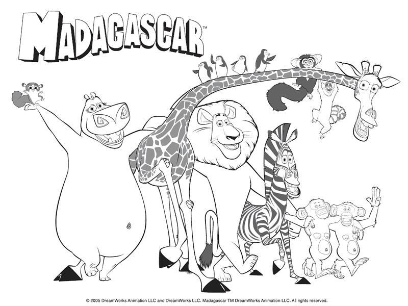 coloriage Madagascar tout le zoo